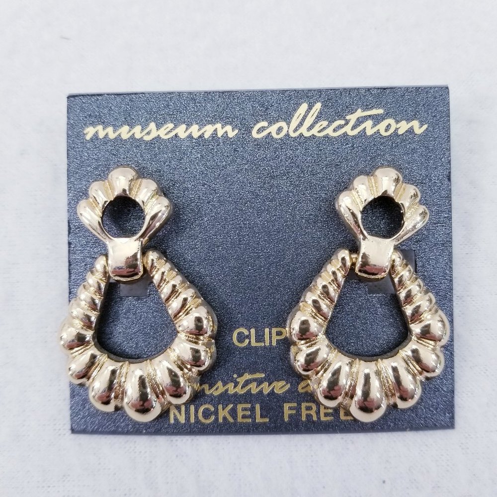Museum Collection Gold Tone Clip Earrings - New